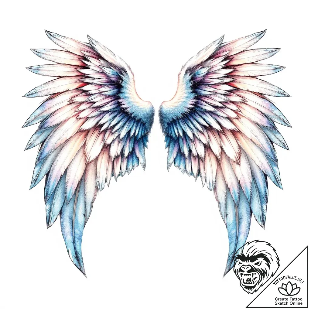 Angel wings - style Flux Inscriptions - tattoo sketch (04.11.2025 02:33)