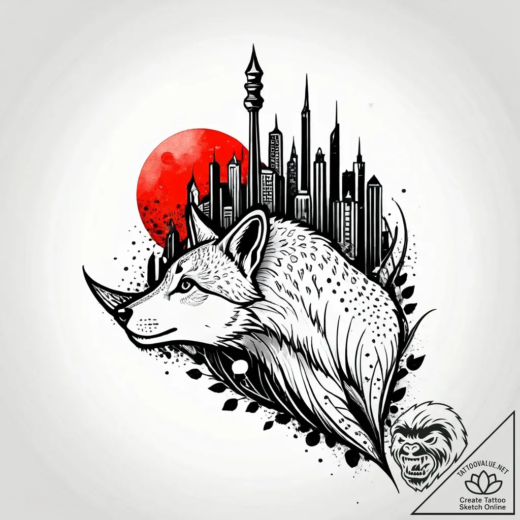 Tattoo sketch, zootopia city map with animal... - style Jagger Old - tattoo sketch (04.11.2025 02:48)