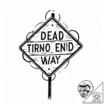 Road sign ‘dead end’ or ‘wrong way’, tattoo d… – style Jaeger Mini – tattoo sketch (04.11.2025 09:18)
