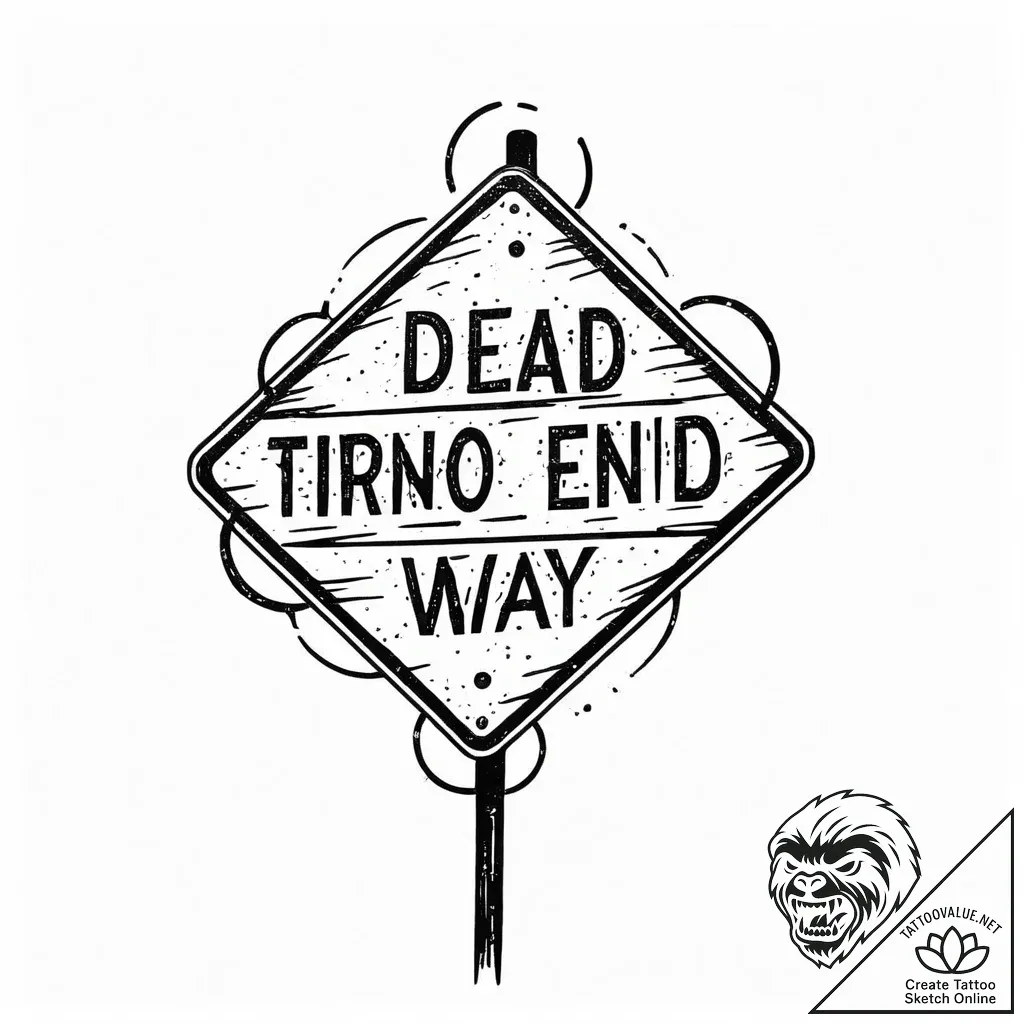 Road sign 'dead end' or 'wrong way', tattoo d... - style Jaeger Mini - tattoo sketch (04.11.2025 09:18)