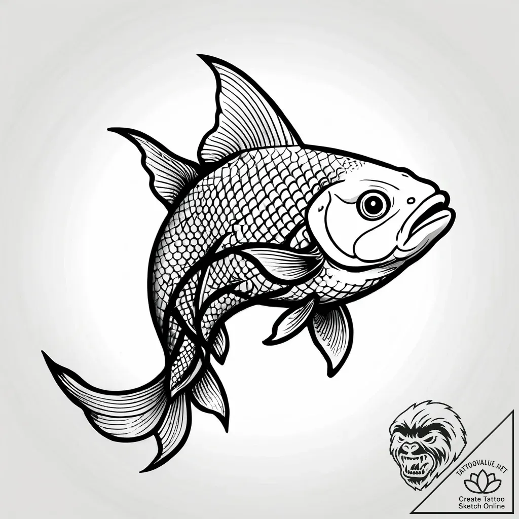 Koi, tattoo sketch design, professional artwo... - style Jagger Old - tattoo sketch (04.11.2025 09:23)