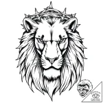 Ashen lion with crown of thorns, tattoo drawi… – style Flux Inscriptions – tattoo sketch (04.11.2025 09:48)