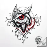 Owl beak beneath shattered helm, tattoo sketc… – style Flux Inscriptions – tattoo sketch (04.11.2025 10:09)