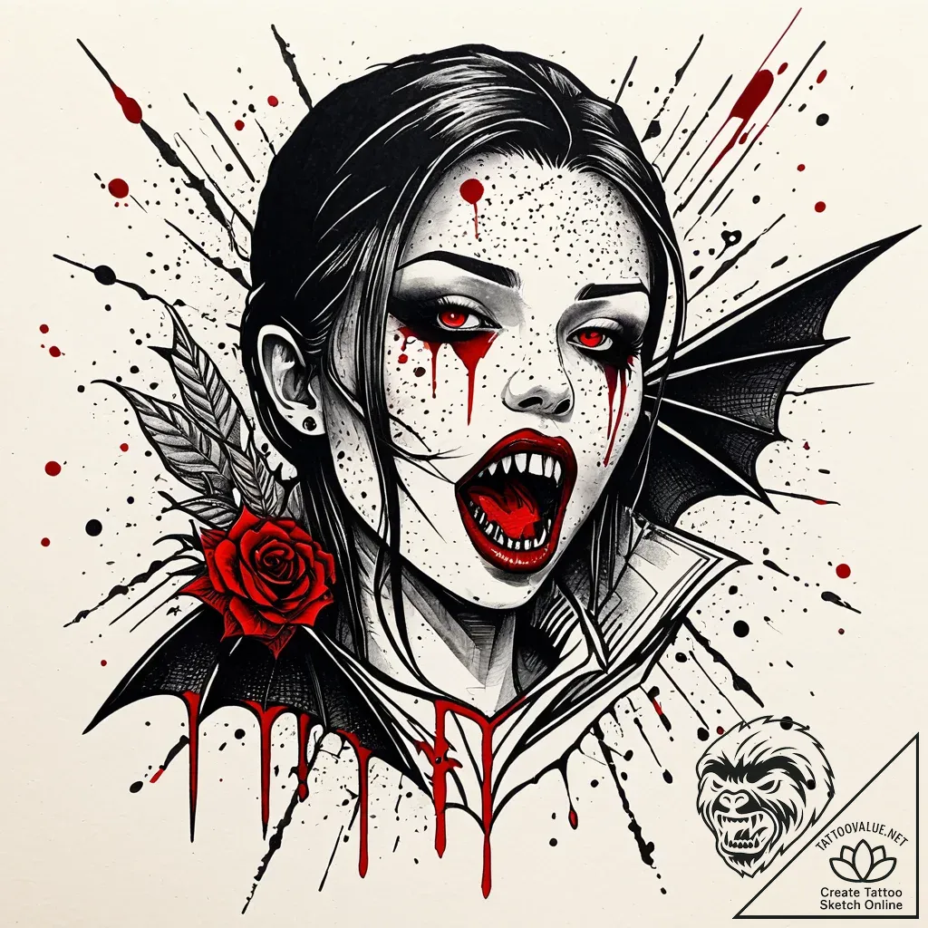 A vampire's bite mark, tattoo flash sheet des... - style Jaeger Simple - tattoo sketch (04.11.2025 10:33)