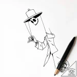 Puppeteer, ink illustration for tattoo, on a… – style Flux Inscriptions – tattoo sketch (04.11.2025 10:48)