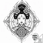 Cyborg geisha, tattoo line art, stylized inte… – style Jaeger Mini – tattoo sketch (04.11.2025 10:58)