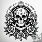 Ashen anchor pulled into abyss, tattoo drawin… – style Jaeger Simple – tattoo sketch (04.11.2025 11:13)