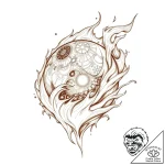 Orb devouring celestial flame, tattoo line ar… – style Flux Inscriptions – tattoo sketch (04.11.2025 12:08)