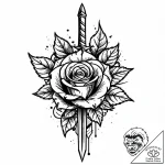 Dagger pierced through rose, tattoo line art,… – style Jaeger Mini – tattoo sketch (04.11.2025 12:58)