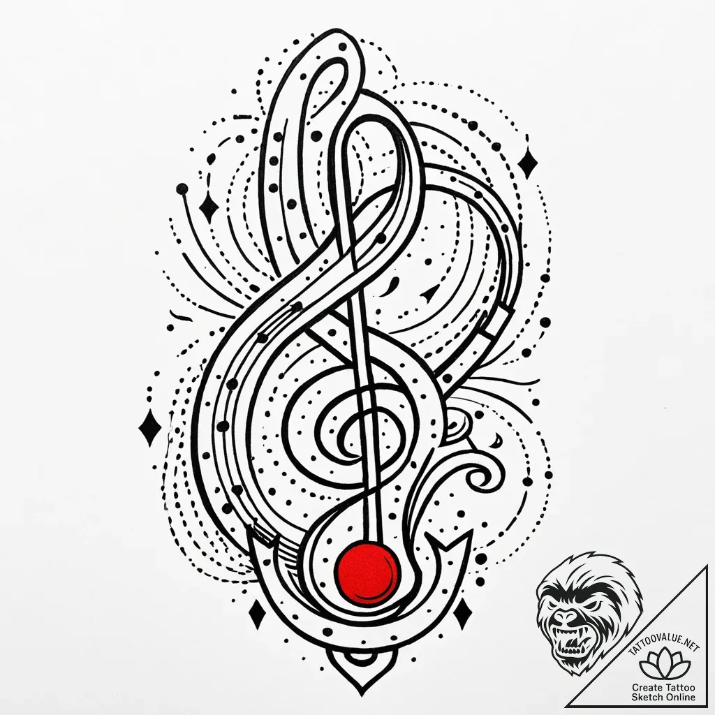 Music note, single and elegant, tattoo sketch... - style Jaeger Mini - tattoo sketch (04.11.2025 13:38)