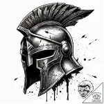 A spartan helmet with an arrow in it (is ther… – style Jaeger Simple – tattoo sketch (04.11.2025 13:53)