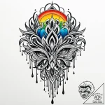 Paintbrush dripping spectral ink, tattoo sket… – style Jaeger Mini – tattoo sketch (04.11.2025 14:18)