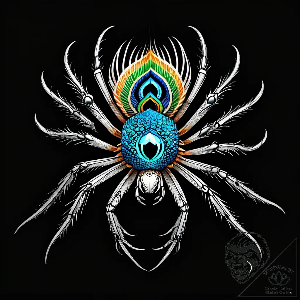 Peacock spider - style Jagger Old - tattoo sketch (04.11.2025 14:43)