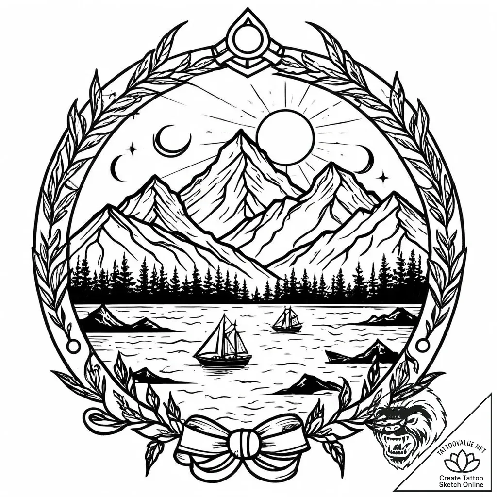 Tat tattoo sketch, minimalist mountain silhou... - style Jaeger Mini - tattoo sketch (04.11.2025 14:58)