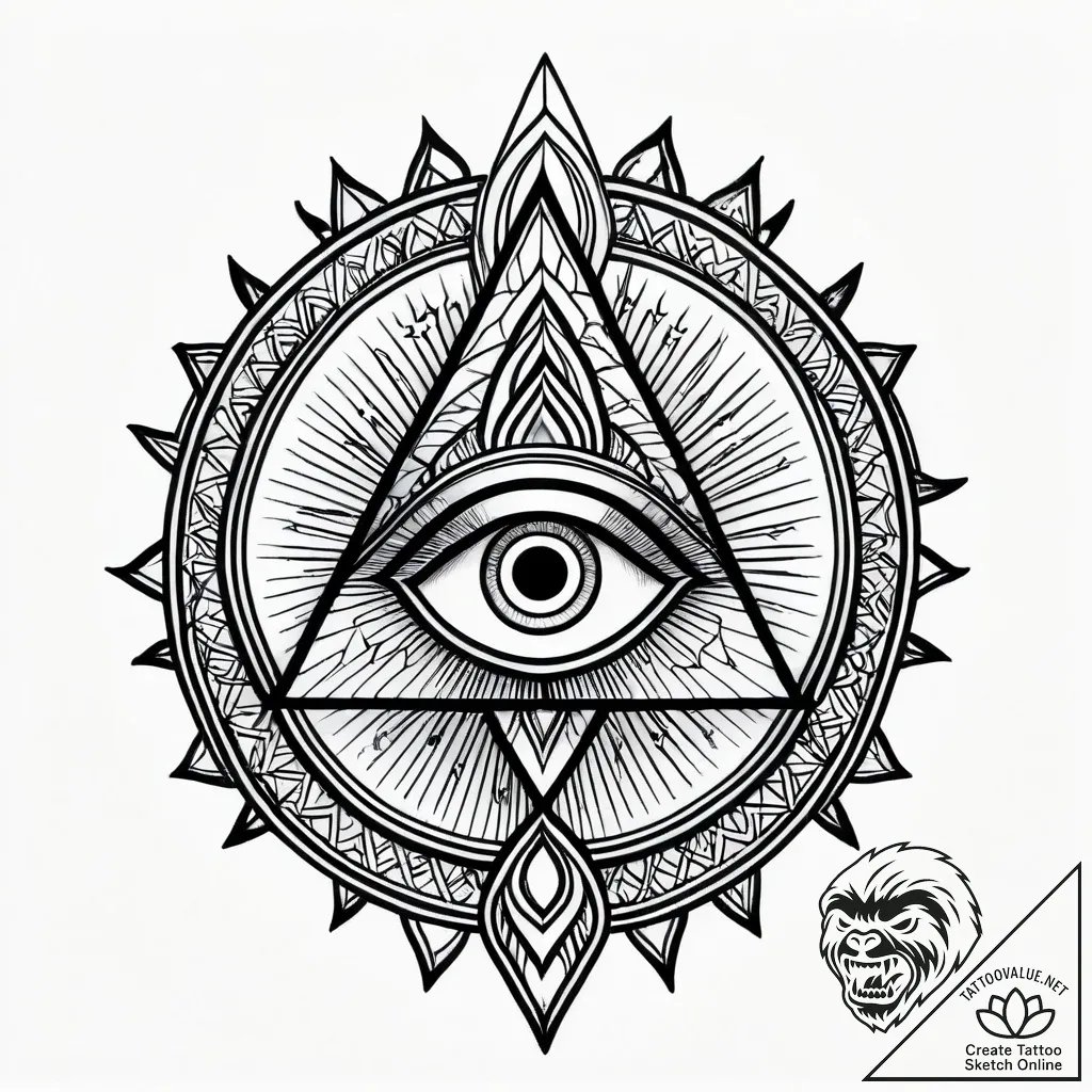 Tat tattoo sketch, mystical awakening scene w... - style Jagger Old - tattoo sketch (04.11.2025 15:03)