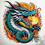 Tattoo sketch, dragon roaring with fire breat… – style Jaeger Simple – tattoo sketch (04.11.2025 15:13)