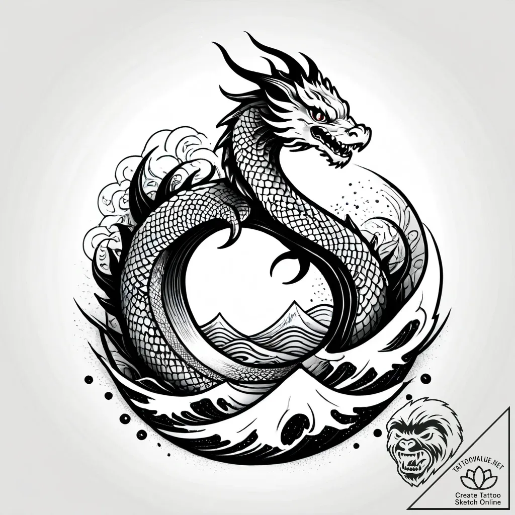 Ravenous maw beneath spectral arch, ink illus... - style Jagger Old - tattoo sketch (04.11.2025 15:23)