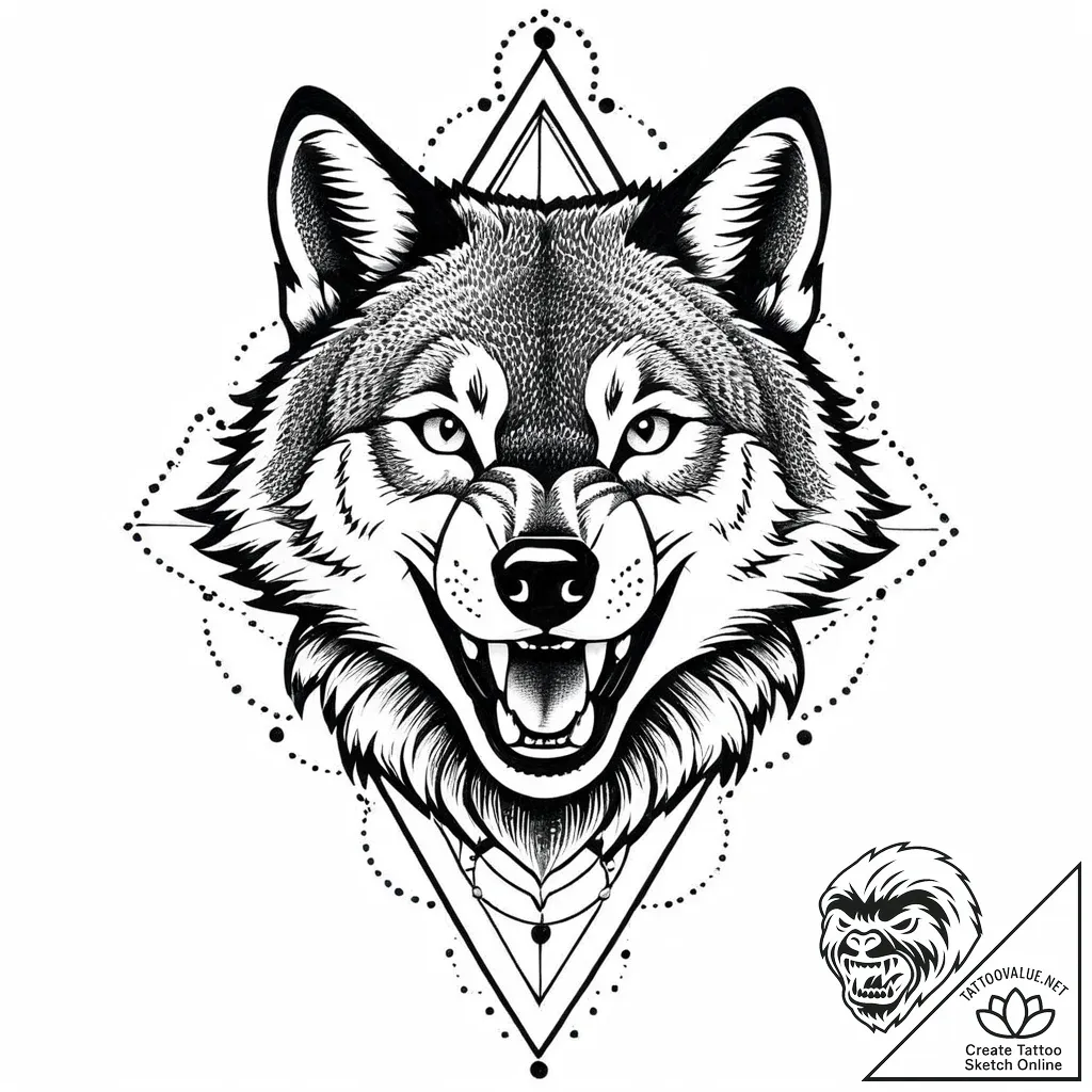 Wolf grin, tattoo flash sheet design, dotwork... - style Jaeger Mini - tattoo sketch (04.11.2025 15:38)