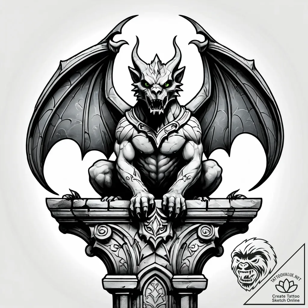 Gargoyle on a ledge (is there, but can be a c... - style Jagger Old - tattoo sketch (04.11.2025 15:43)