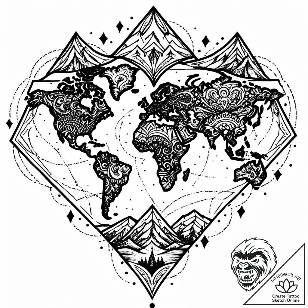Map coordinates of a birthplace or significan... - style Jaeger Mini - tattoo sketch (04.11.2025 15:58)