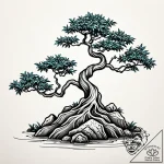 A stylized bonsai tree rooted on a rock, asia… – style Jaeger Simple – tattoo sketch (04.11.2025 16:13)