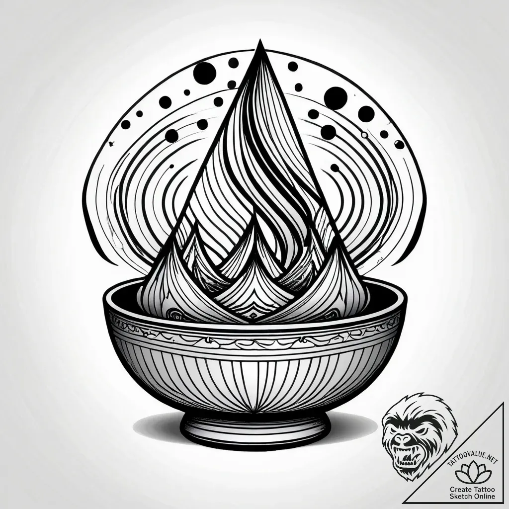 Singing bowl with sound waves visibly ripplin... - style Jagger Old - tattoo sketch (04.11.2025 16:23)