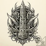 Obelisk rising from bone field, tattoo flash… – style Jaeger Mini – tattoo sketch (04.11.2025 16:38)