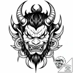 Ukiyo-e style demon (oni), artistic tattoo sk… – style Jaeger Mini – tattoo sketch (04.11.2025 16:58)