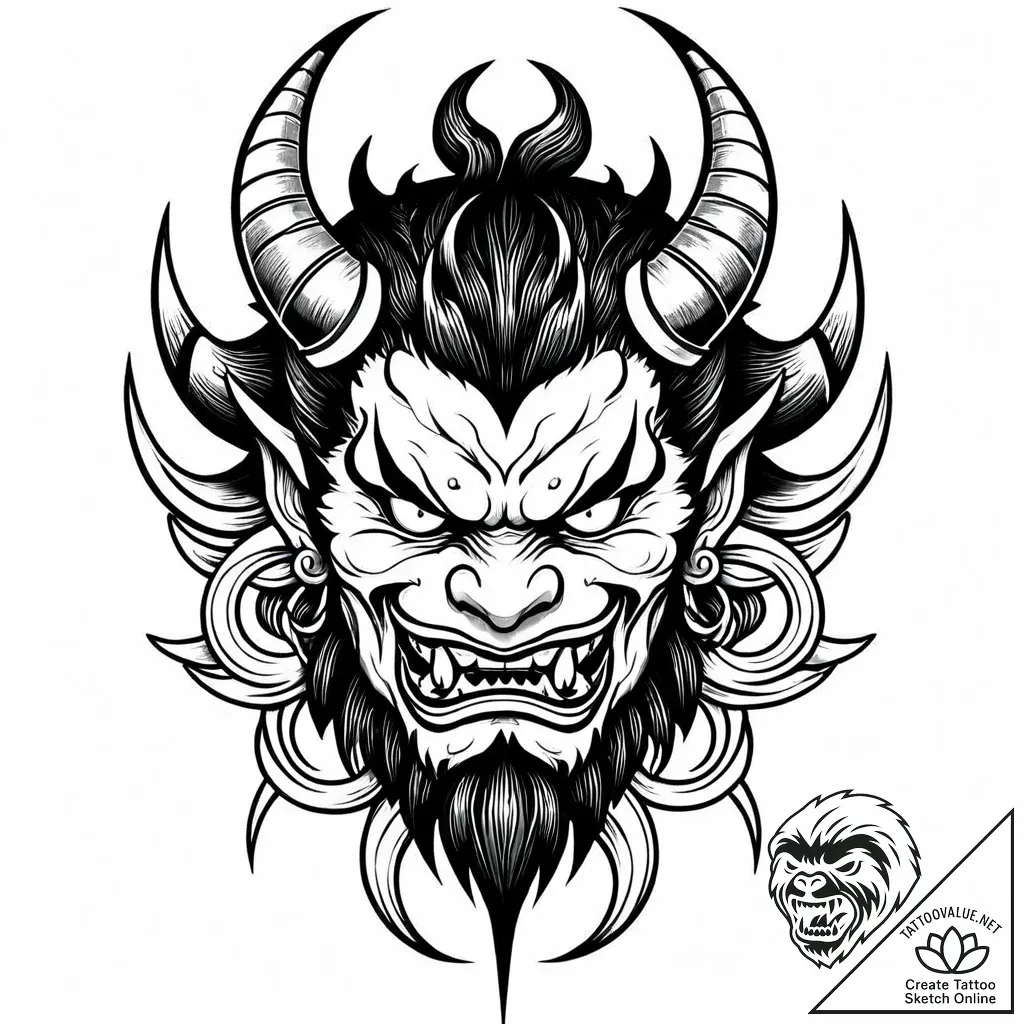 Ukiyo-e style demon (oni), artistic tattoo sk... - style Jaeger Mini - tattoo sketch (04.11.2025 16:58)