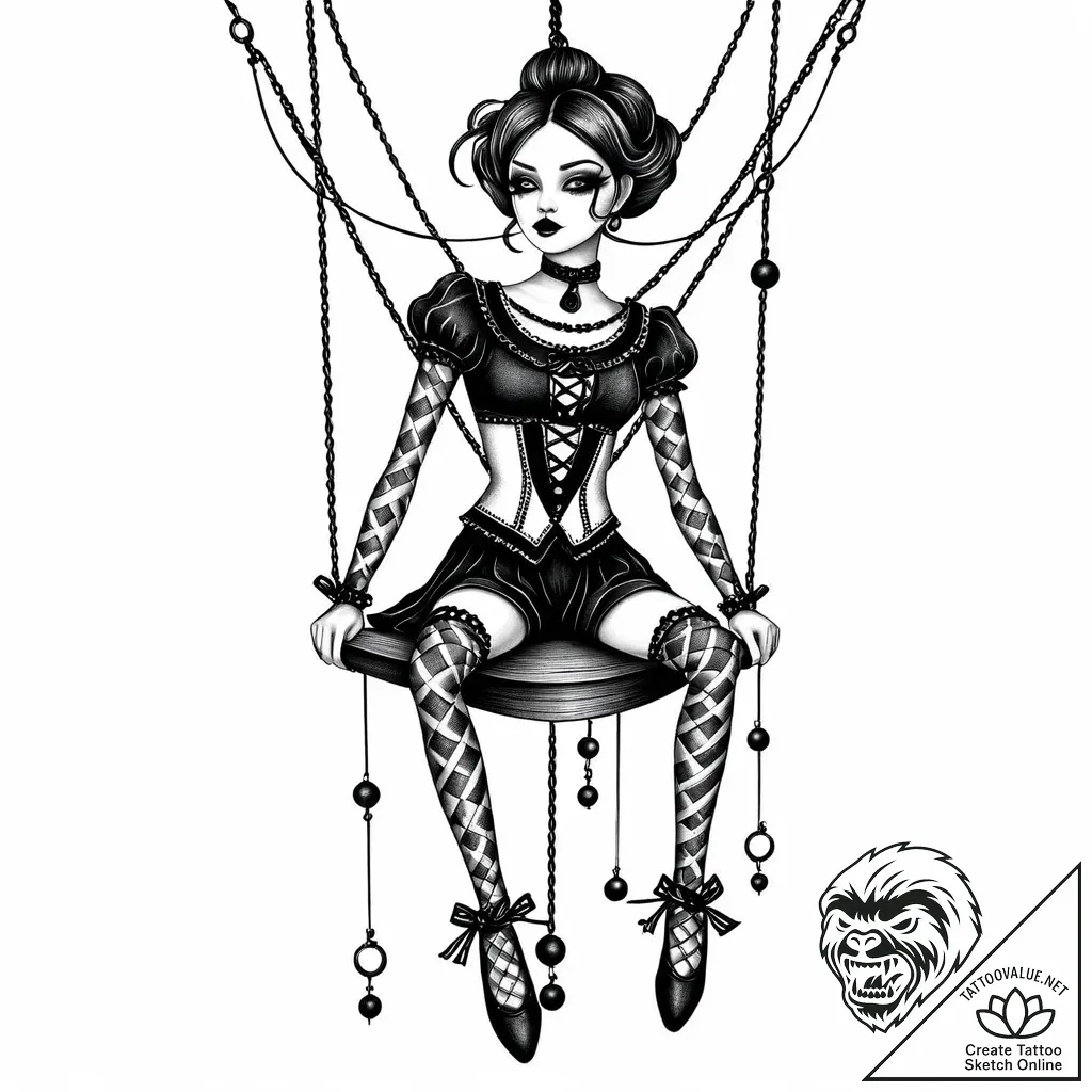 Marionette with cut strings, concept art for... - style Jaeger Mini - tattoo sketch (04.11.2025 17:38)