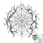 Burning vines forming circle, artistic tattoo… – style Flux Inscriptions – tattoo sketch (04.11.2025 17:48)