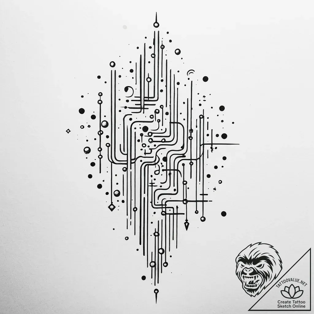 Binary code pattern, tattoo sketch design, on... - style Jaeger Simple - tattoo sketch (04.11.2025 17:53)