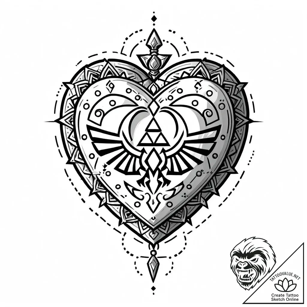 Zelda heart container, pixelated, artistic ta... - style Jaeger Mini - tattoo sketch (04.11.2025 17:58)