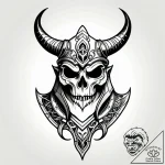Ancient helm with spectral horns, artistic ta… – style Jagger Old – tattoo sketch (04.11.2025 18:03)