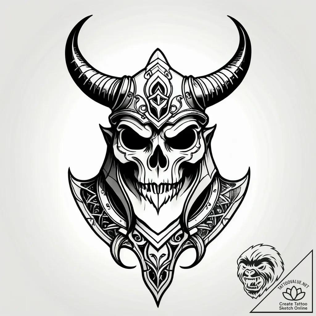 Ancient helm with spectral horns, artistic ta... - style Jagger Old - tattoo sketch (04.11.2025 18:03)