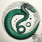 Emerald serpent in cosmic rift, tattoo flash… – style Jaeger Simple – tattoo sketch (04.11.2025 18:53)