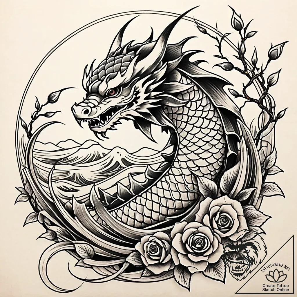 Rose vine coiling through bone cage, artistic... - style Jaeger Simple - tattoo sketch (04.11.2025 19:13)