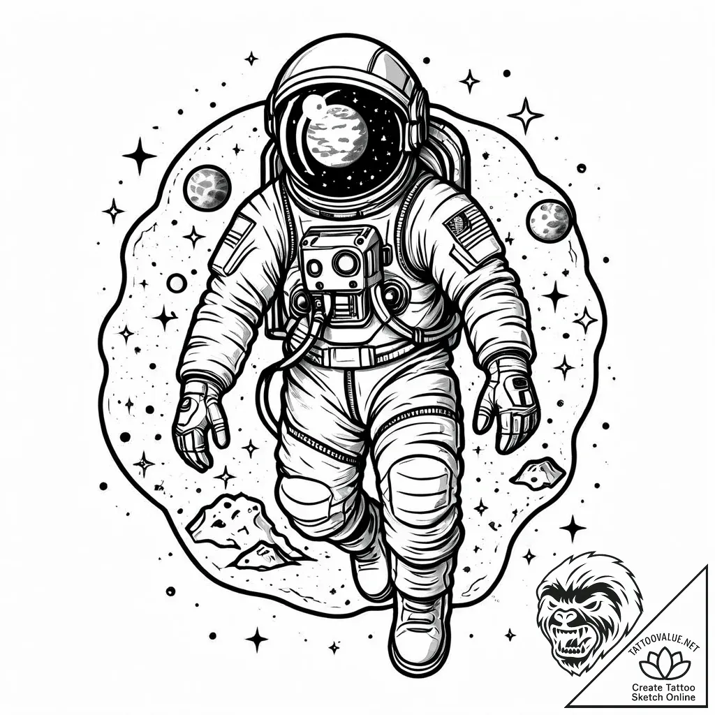 Astronaut's bootprint on mars dust, filling w... - style Jaeger Mini - tattoo sketch (04.11.2025 19:18)