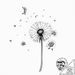 Dandelion with birds, concept art for tattoo,… – style Flux Inscriptions – tattoo sketch (04.11.2025 20:08)