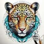 Leopard with molten eyes, artistic tattoo ske… – style Jaeger Simple – tattoo sketch (04.11.2025 20:13)