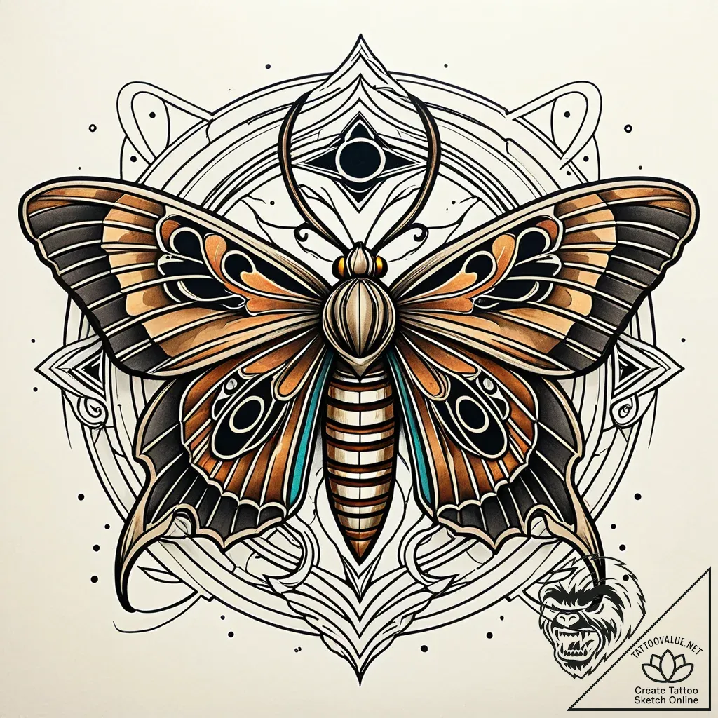 Apocalyptic moth flying through electric stor... - style Jaeger Simple - tattoo sketch (04.11.2025 20:33)