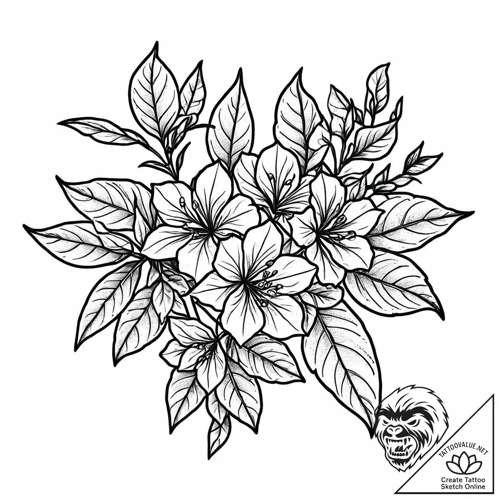 A vibrant bougainvillea plant climbing a wall... - style Jaeger Mini - tattoo sketch (04.11.2025 20:38)