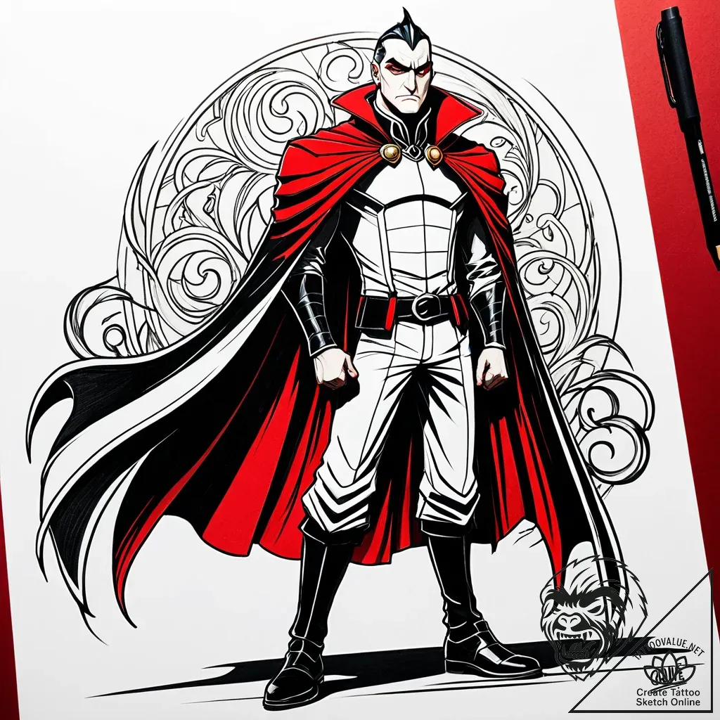 Tattoo sketch, gru with cape and shadow, dram... - style Jaeger Simple - tattoo sketch (04.11.2025 20:53)