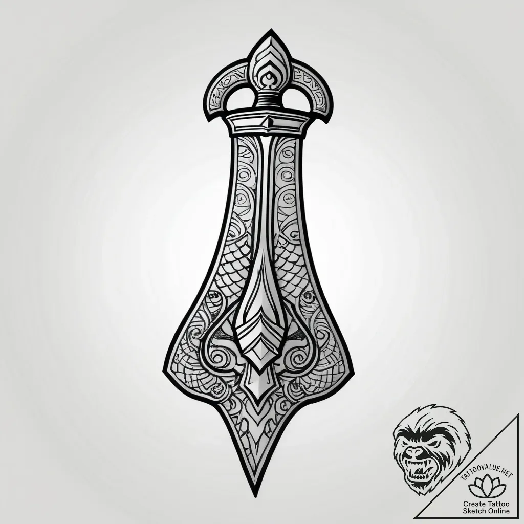 Executioner's axe, chipped and stained, resti... - style Jagger Old - tattoo sketch (04.11.2025 21:03)