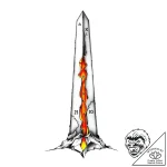 Obelisk cracked with glowing runes, tattoo dr… – style Flux Inscriptions – tattoo sketch (04.11.2025 21:08)