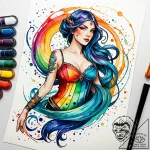 Tat tattoo sketch, nimona surrounded by chaot… – style Jaeger Simple – tattoo sketch (04.11.2025 21:33)