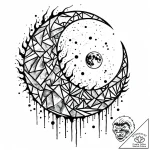 Iron relic beneath shattered moon, tattoo lin… – style Jaeger Mini – tattoo sketch (04.11.2025 21:38)
