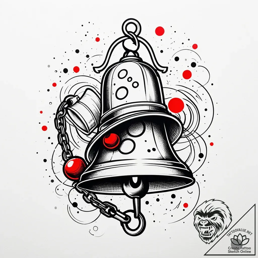 A classic bell on a leash, pet accessory,, ta... - style Jaeger Simple - tattoo sketch (04.11.2025 21:53)