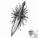 Animated dagger spinning mid-air, tattoo flas… – style Jaeger Mini – tattoo sketch (04.11.2025 21:58)