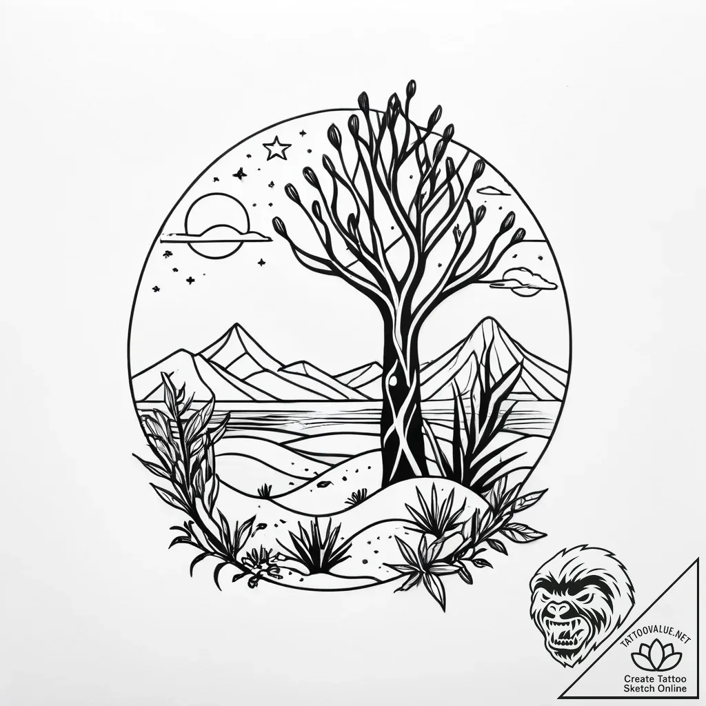 Oasis in a desert of bones, tattoo flash shee... - style Jagger Old - tattoo sketch (04.11.2025 22:03)